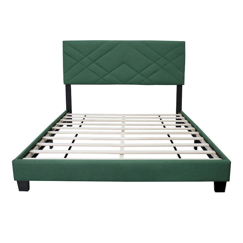 Queen Size Bed Frame with Adjustable Headboard, No Box Sping Require