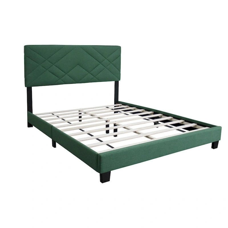 Queen Size Bed Frame with Adjustable Headboard, No Box Sping Require