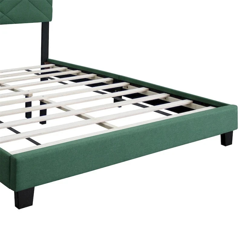 Queen Size Bed Frame with Adjustable Headboard, No Box Sping Require