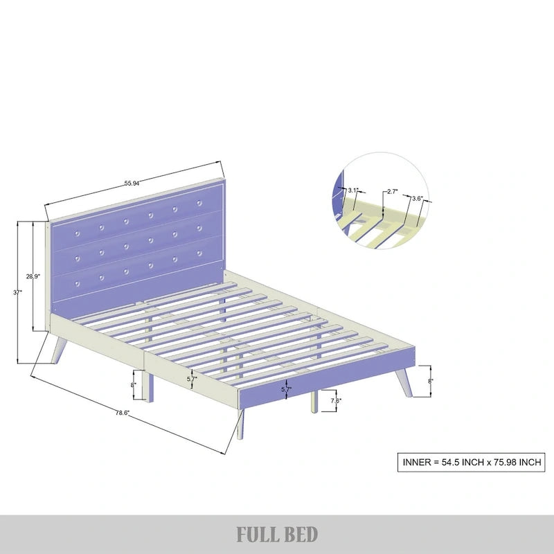 CraftPorch Mid-Century Wooden Platform Bed