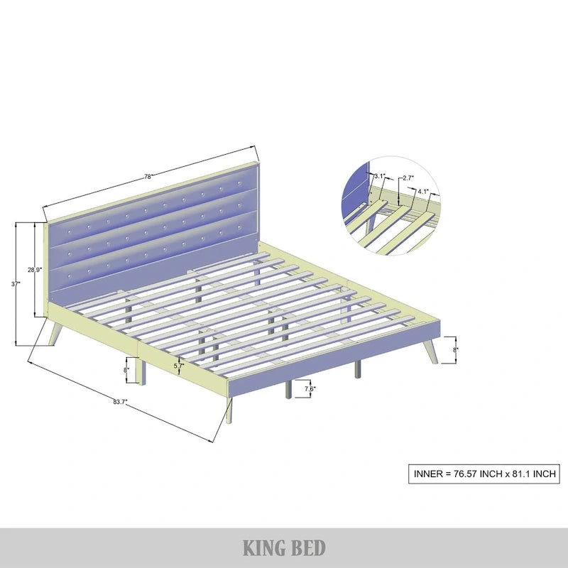 CraftPorch Mid-Century Wooden Platform Bed