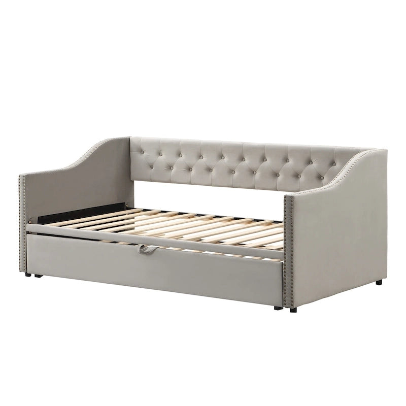 Twin Size Upholstered daybed with Pop Up Trundle