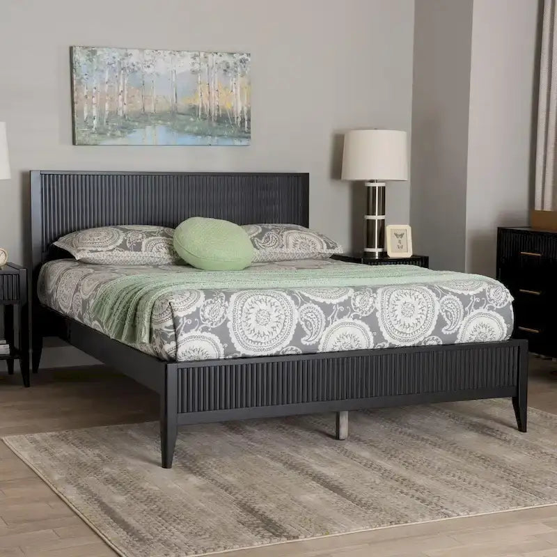 Primrose Mid-Century Fluted Wood Platform Bed
