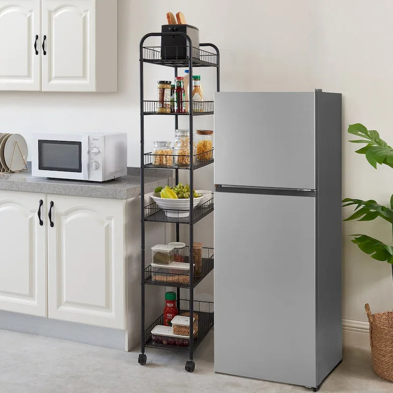 6 Tier Slim Rolling Storage Cart Mobile Shelving Unit with Wheels - 6D x 22.8W x 61H