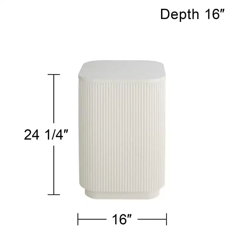 Table d'appoint plissée moderne blanche de 16 po de large