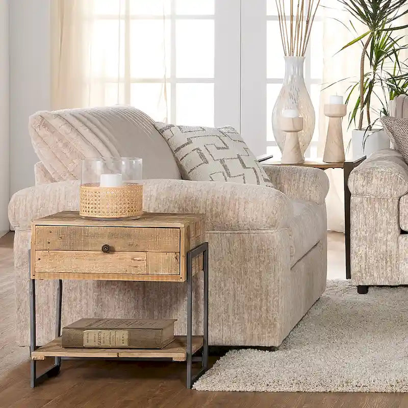 Roundhill Furniture Nason Wide Wale Corduroy Sectional Sofa Chaise with Armchair