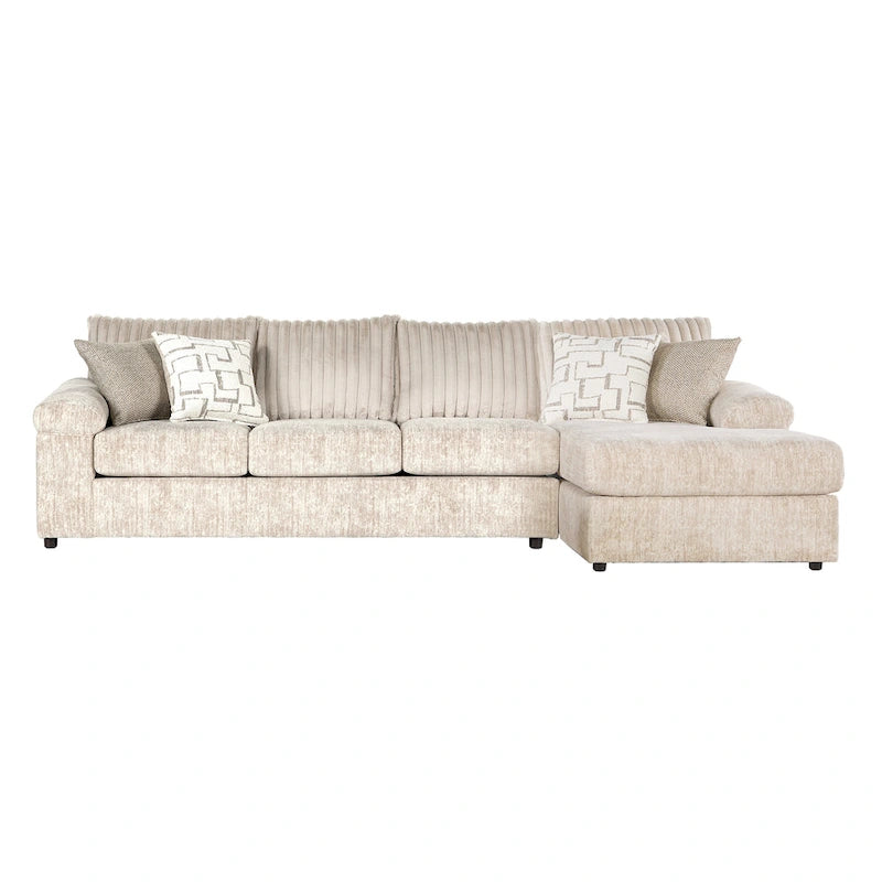 Roundhill Furniture Nason Wide Wale Corduroy Sectional Sofa Chaise with Armchair