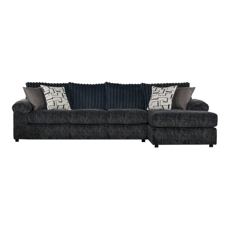 Roundhill Furniture Nason Wide Wale Corduroy Sectional Sofa Chaise with Armchair