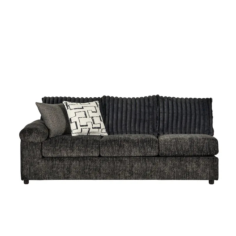 Roundhill Furniture Nason Wide Wale Corduroy Sectional Sofa Chaise with Armchair