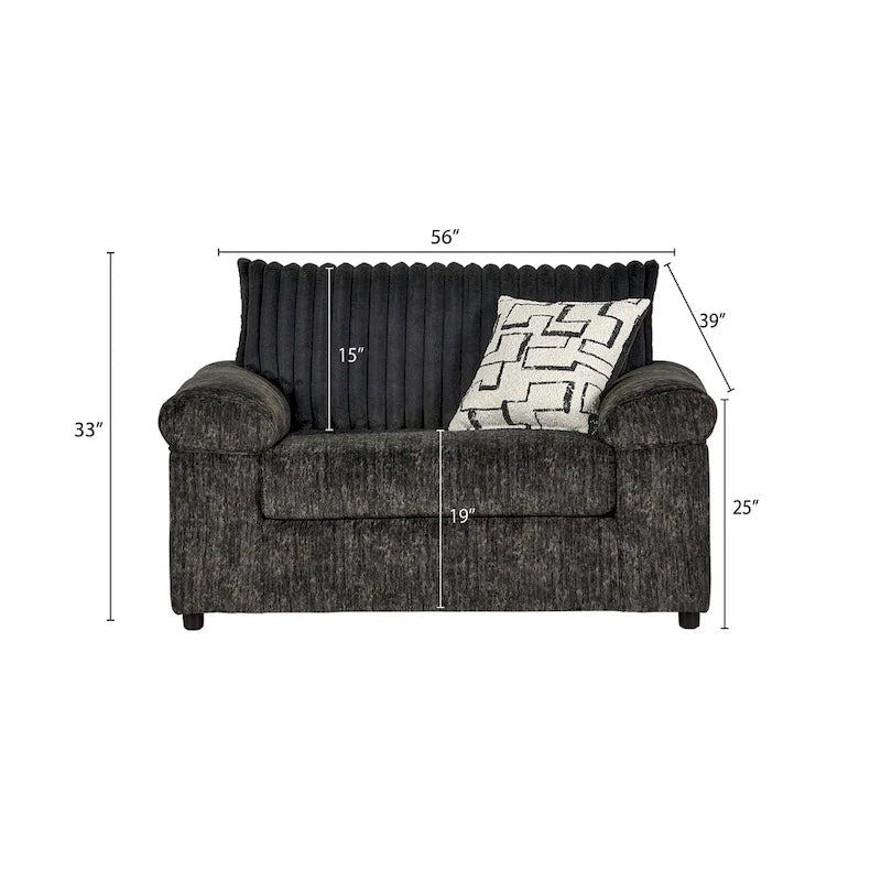 Roundhill Furniture Nason Wide Wale Corduroy Sectional Sofa Chaise with Armchair
