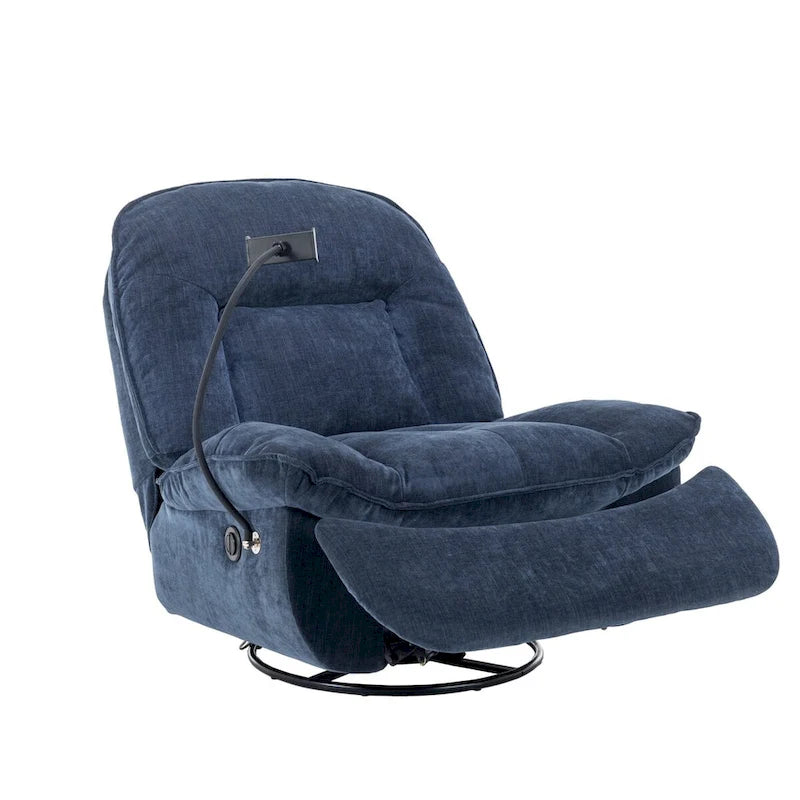 Bronzing fabric swivel recliner with mobile phone bracket