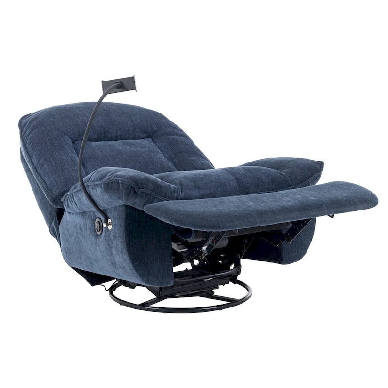 Bronzing fabric swivel recliner with mobile phone bracket