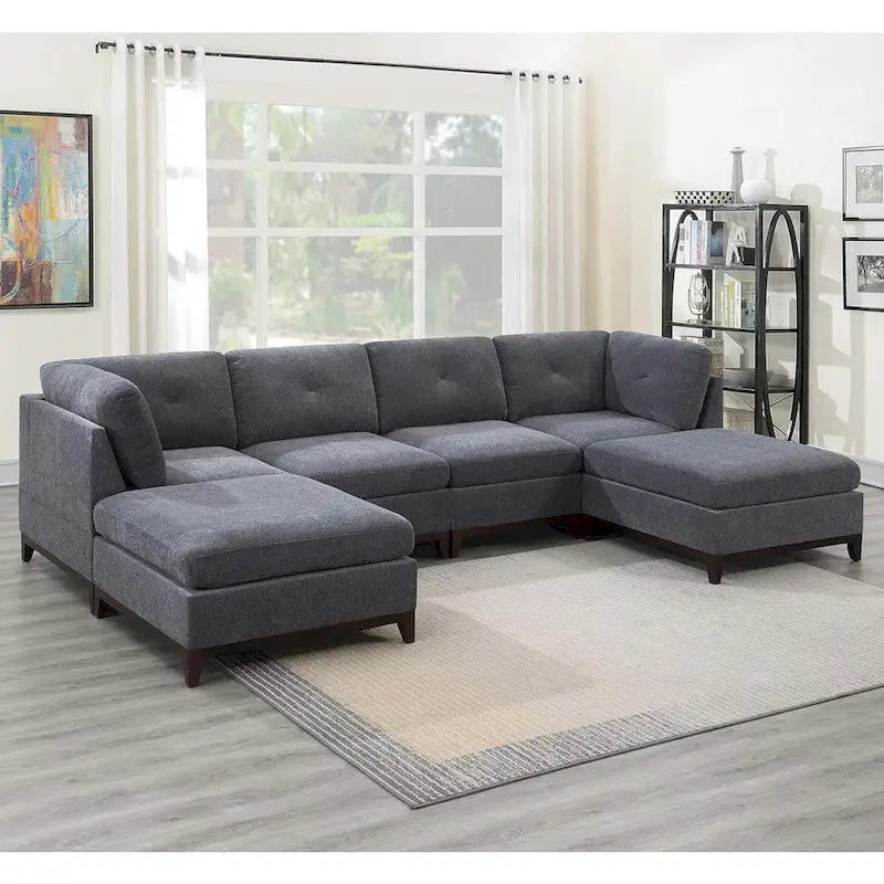6 Piece Chenille Modular Setional Set