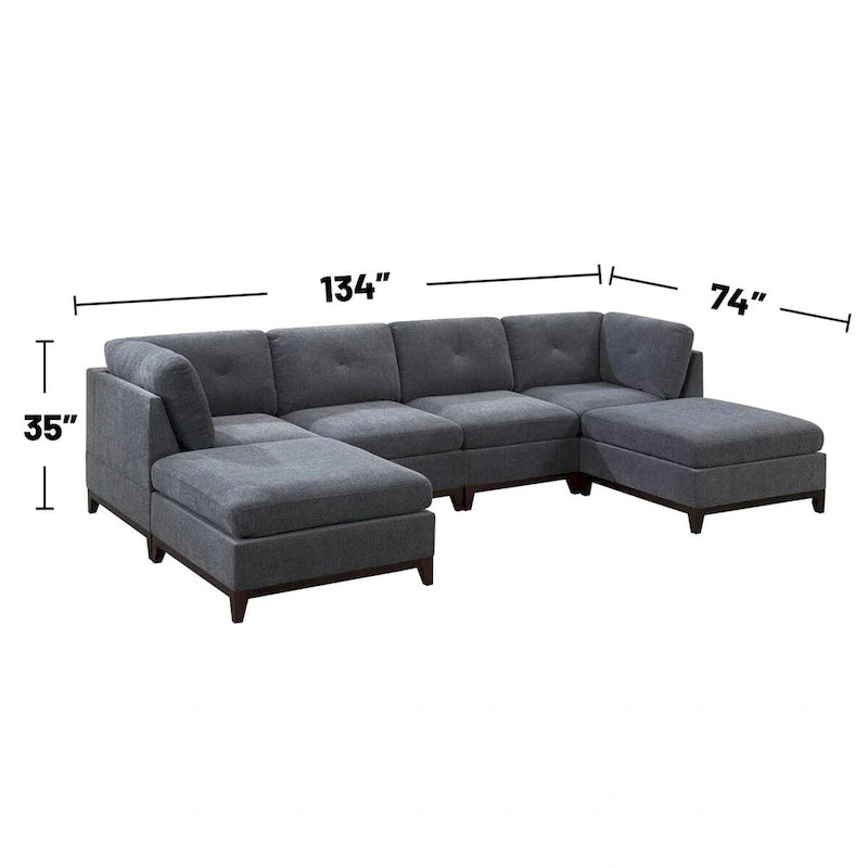 6 Piece Chenille Modular Setional Set