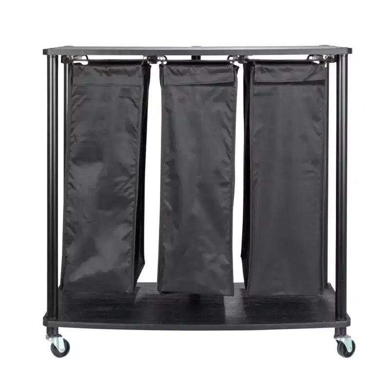 Centre de lavage 3 sacs, étagères en mélaminé lisse, cadre en acier robuste