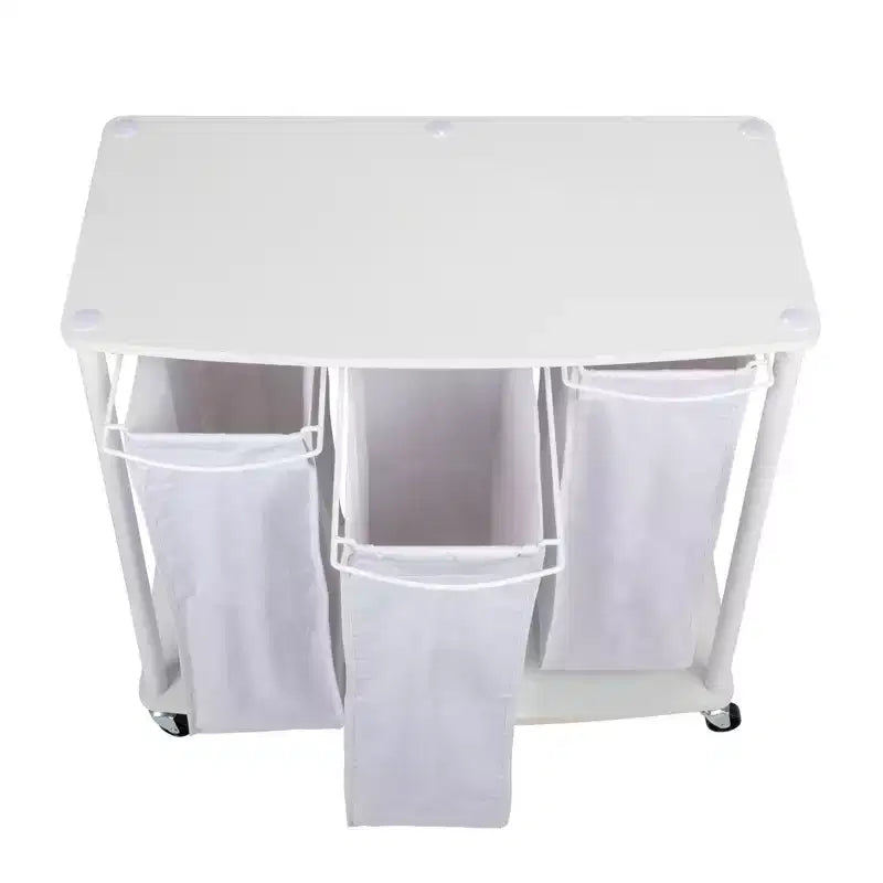 Centre de lavage 3 sacs, étagères en mélaminé lisse, cadre en acier robuste