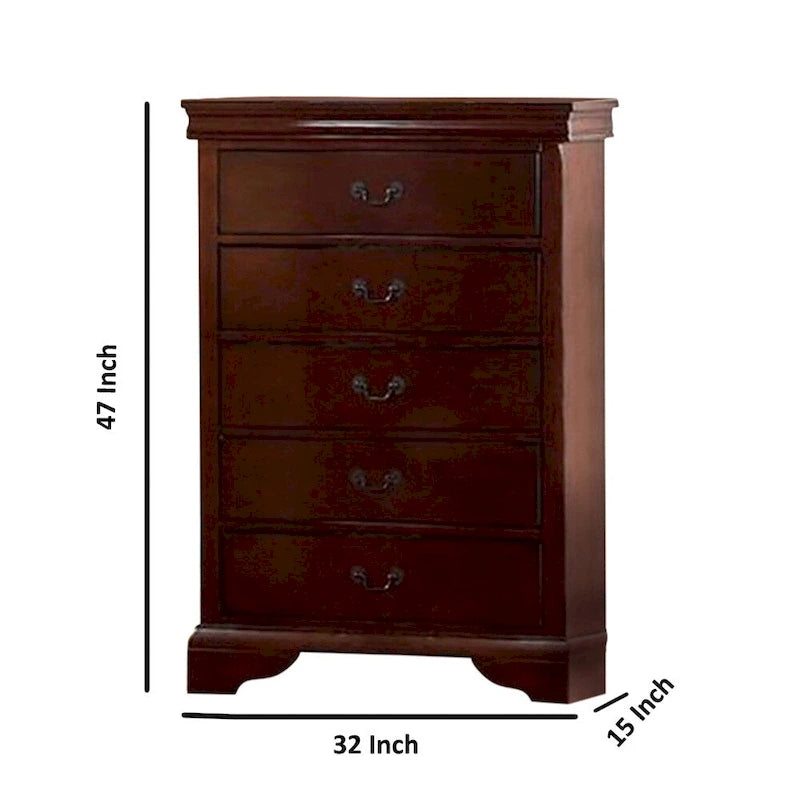 Decorously Functional Pine Wood, Plywood & Birch Veneer Chest, Cherry