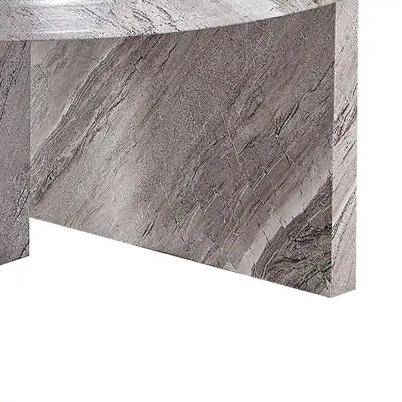 Modern Stylish Wooden Round Coffee Table with Imitation Marble Veneer Surface