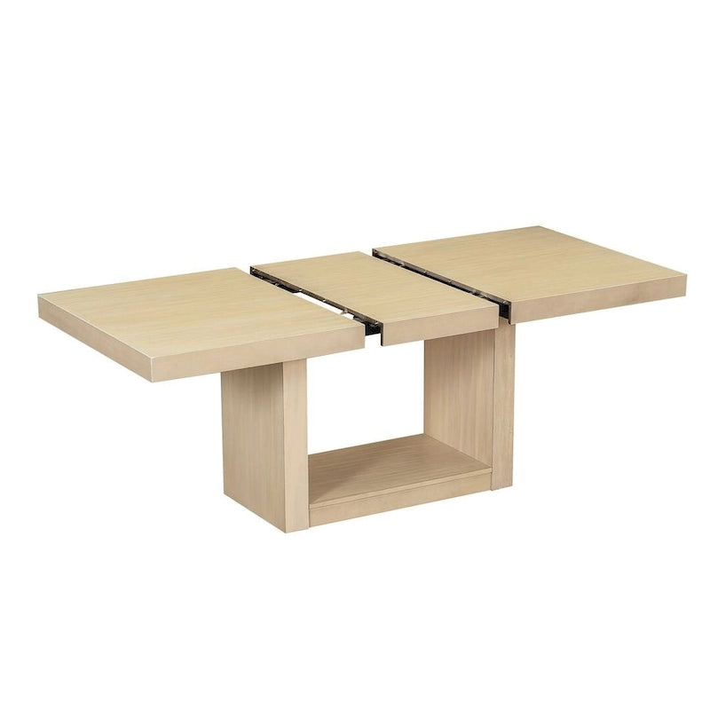Contemporary 6-Piece Extendable Wood Dining Table Set Kitchen Table Set with Upholstered Bench and 4 Dining Chairs