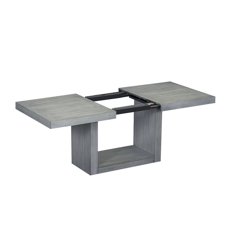 Contemporary 6-Piece Extendable Wood Dining Table Set Kitchen Table Set with Upholstered Bench and 4 Dining Chairs