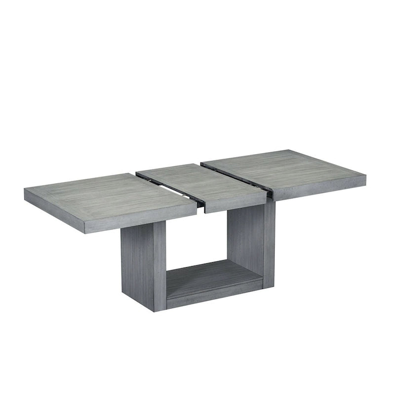 Contemporary 6-Piece Extendable Wood Dining Table Set Kitchen Table Set with Upholstered Bench and 4 Dining Chairs