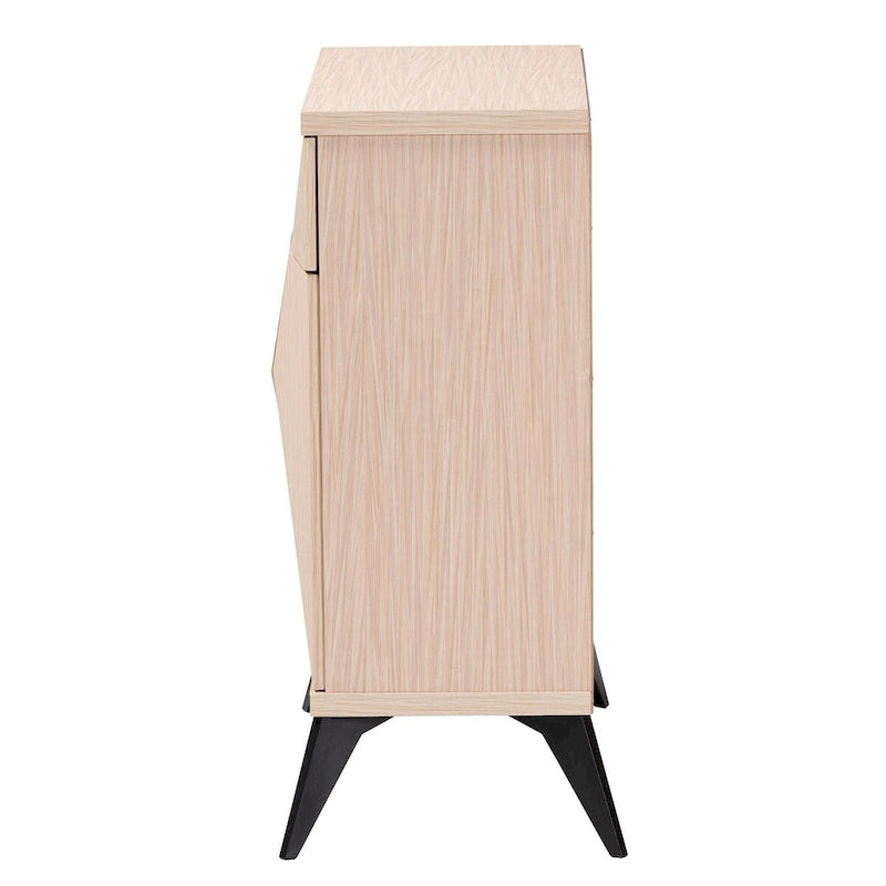 Draper Mid-Century Modern Two-Tone Light Brown and Black Wood 2-Door Sideboard Buffet