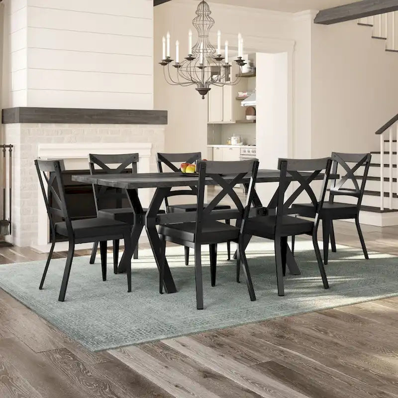 Amisco Leonie Wood Table and Snyder Chairs 7-Pieces Dining Set