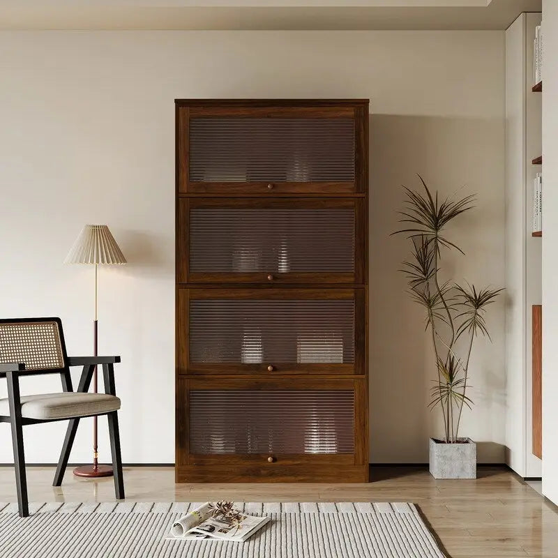 Modern Glass Doors Office Storage Cabinet Dustproof Bookshelf