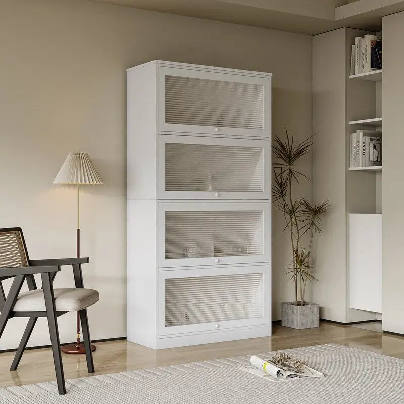 Modern Glass Doors Office Storage Cabinet Dustproof Bookshelf