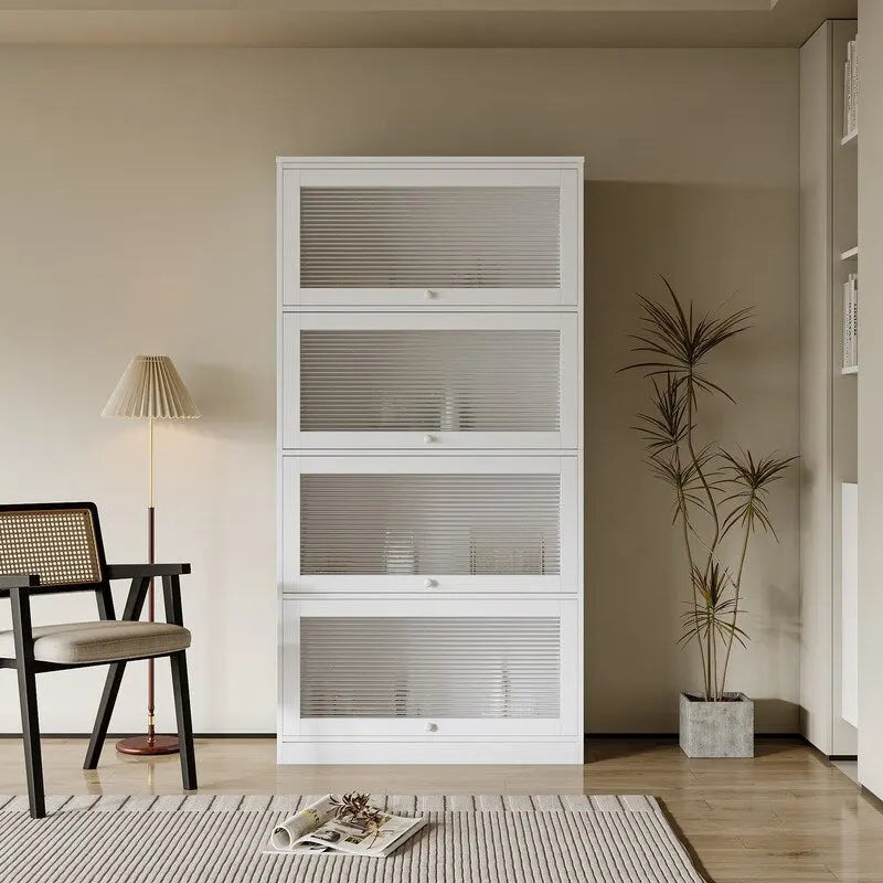 Modern Glass Doors Office Storage Cabinet Dustproof Bookshelf