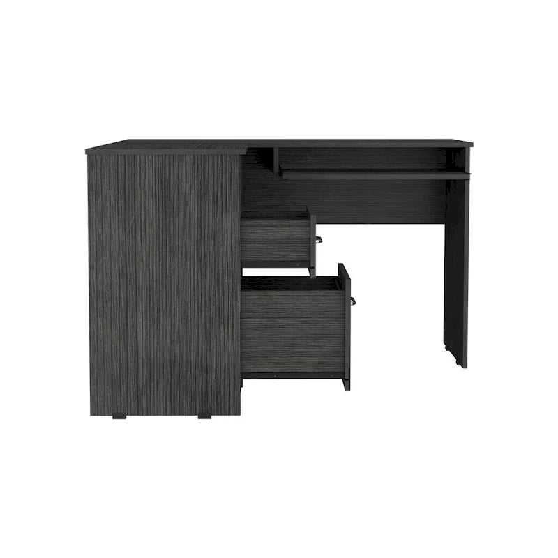 L-Shaped Desk Bradford, Keyboard Shelf, Smokey Oak Finish,High quality and durable
