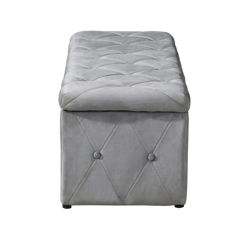 Rectangular Storage Ottoman Short velvet with 2 Set Ottomans