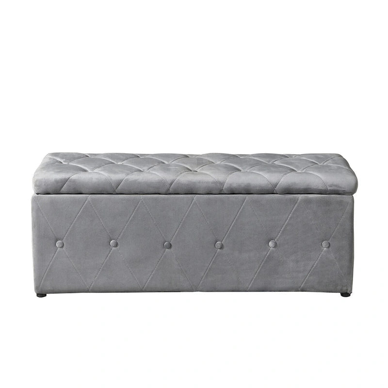 Rectangular Storage Ottoman Short velvet with 2 Set Ottomans