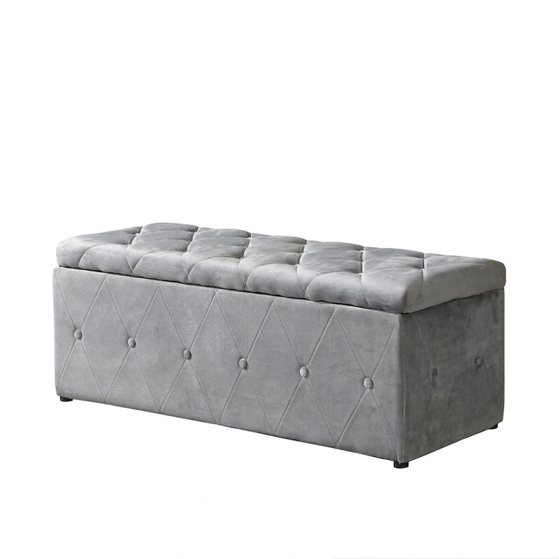 Rectangular Storage Ottoman Short velvet with 2 Set Ottomans