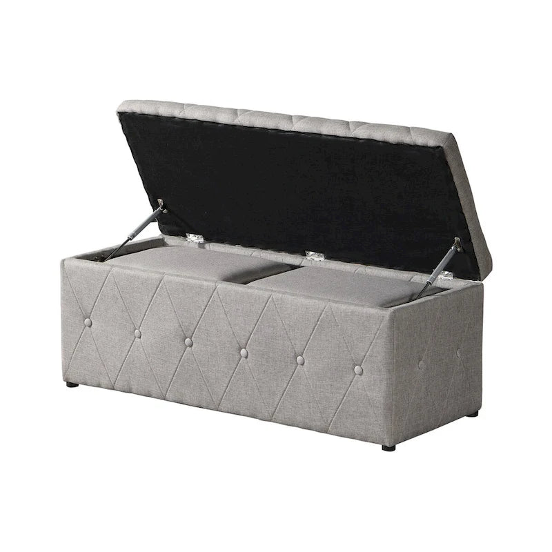 Rectangular Storage Ottoman Short velvet with 2 Set Ottomans