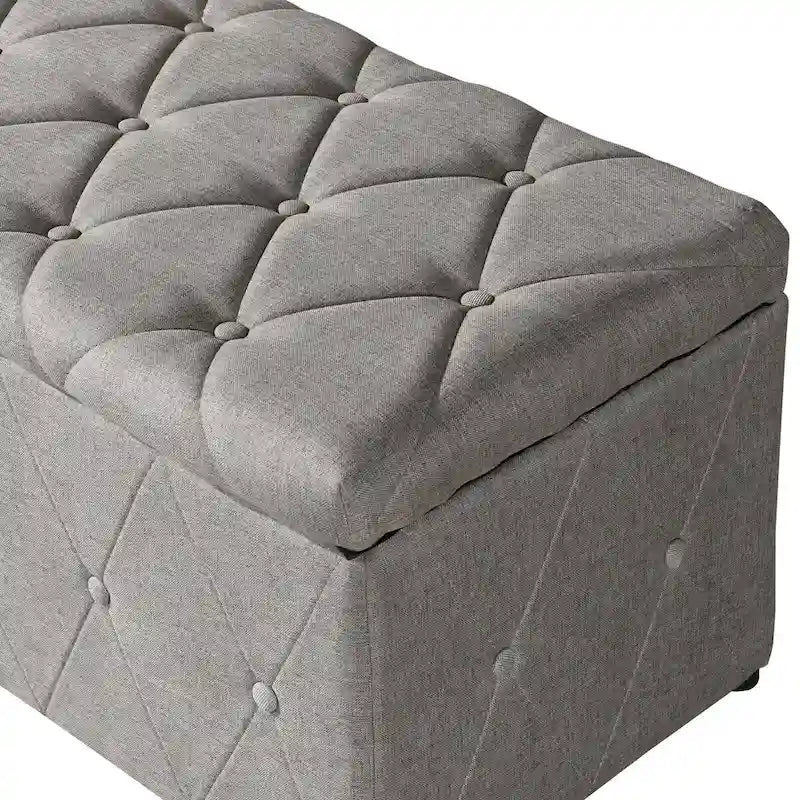 Rectangular Storage Ottoman Short velvet with 2 Set Ottomans