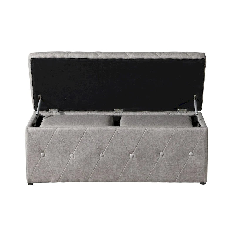 Rectangular Storage Ottoman Short velvet with 2 Set Ottomans