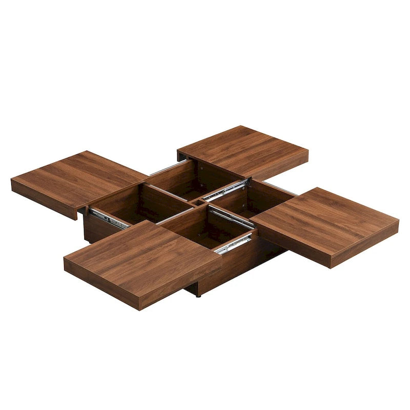 Marble Veneer Coffee Table Sliding Top with Storage