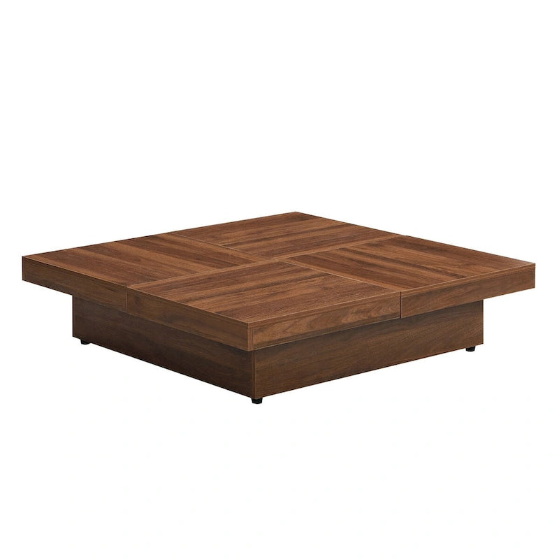 Marble Veneer Coffee Table Sliding Top with Storage