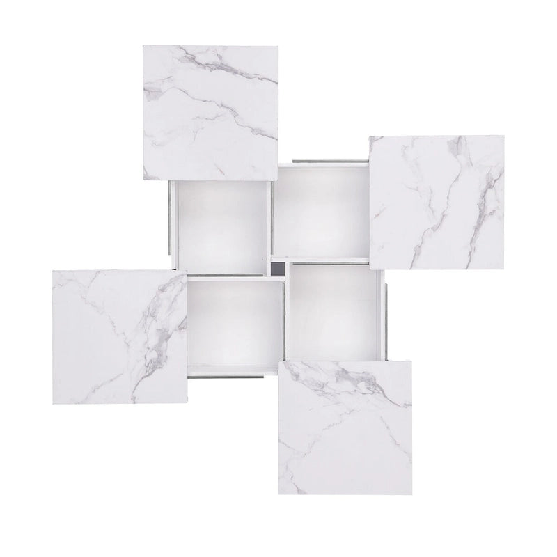 Marble Veneer Coffee Table Sliding Top with Storage