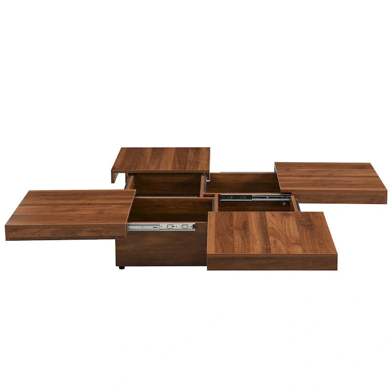 Marble Veneer Coffee Table Sliding Top with Storage