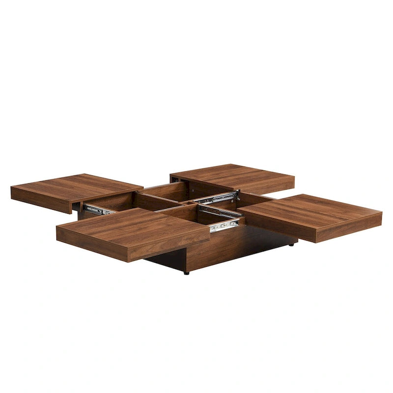 Marble Veneer Coffee Table Sliding Top with Storage