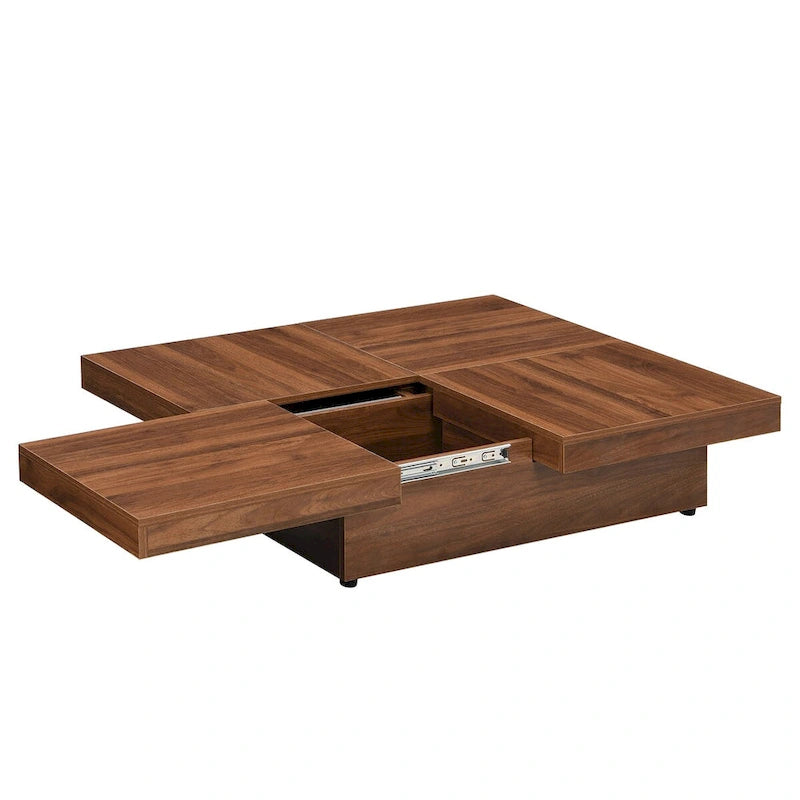Marble Veneer Coffee Table Sliding Top with Storage