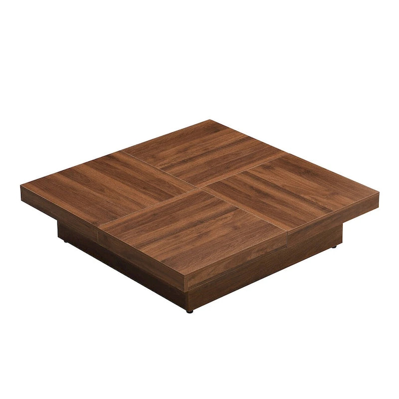 Marble Veneer Coffee Table Sliding Top with Storage