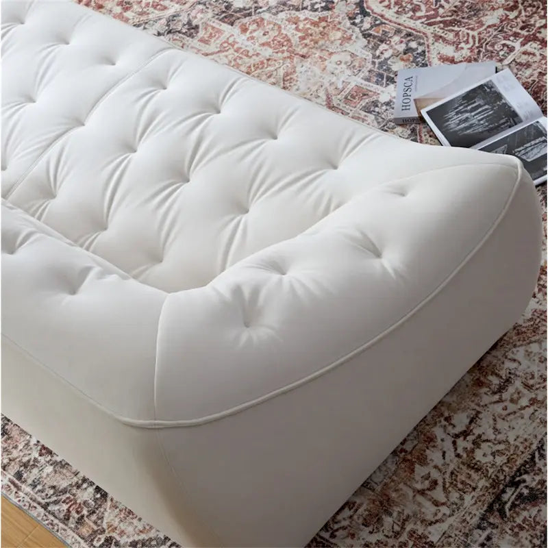 White Durable Fabric Sofa with Solid Wood Frame