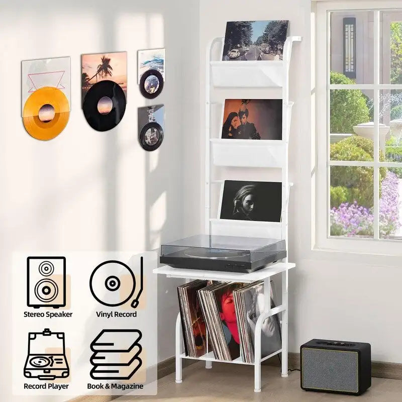 Tall Record Player Stand - 19.68 x 15.35 x 56.69 inches