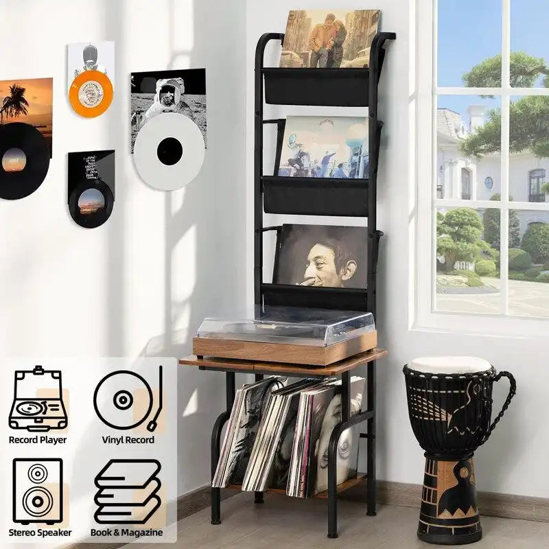 Tall Record Player Stand - 19.68 x 15.35 x 56.69 inches