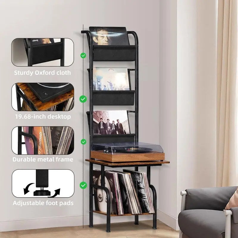 Tall Record Player Stand - 19.68 x 15.35 x 56.69 inches