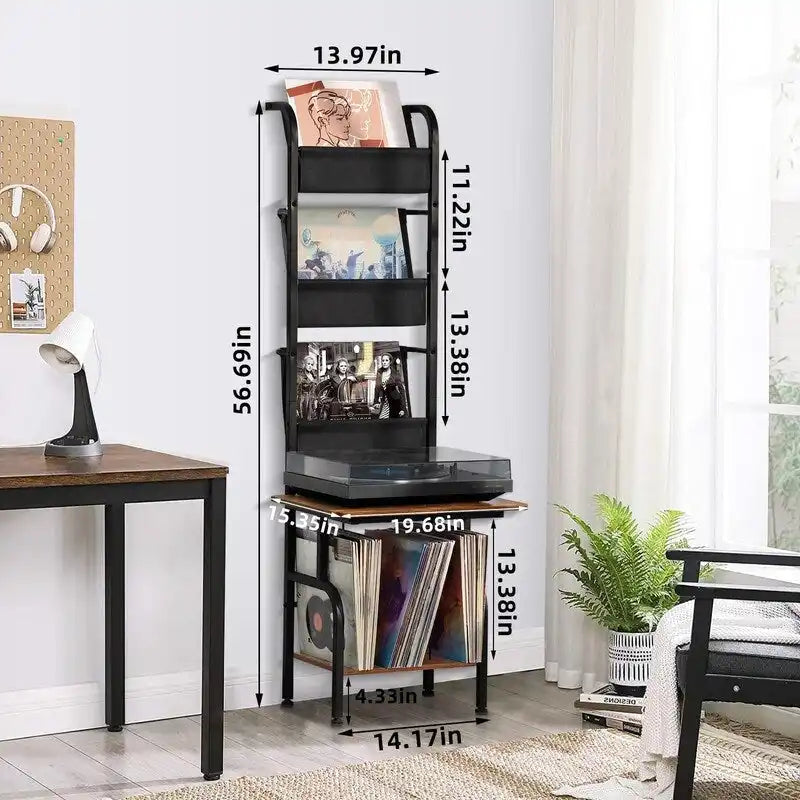 Tall Record Player Stand - 19.68 x 15.35 x 56.69 inches