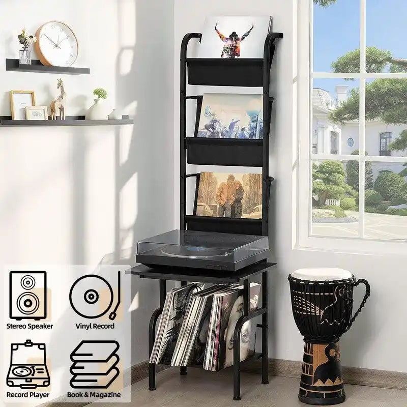 Tall Record Player Stand - 19.68 x 15.35 x 56.69 inches